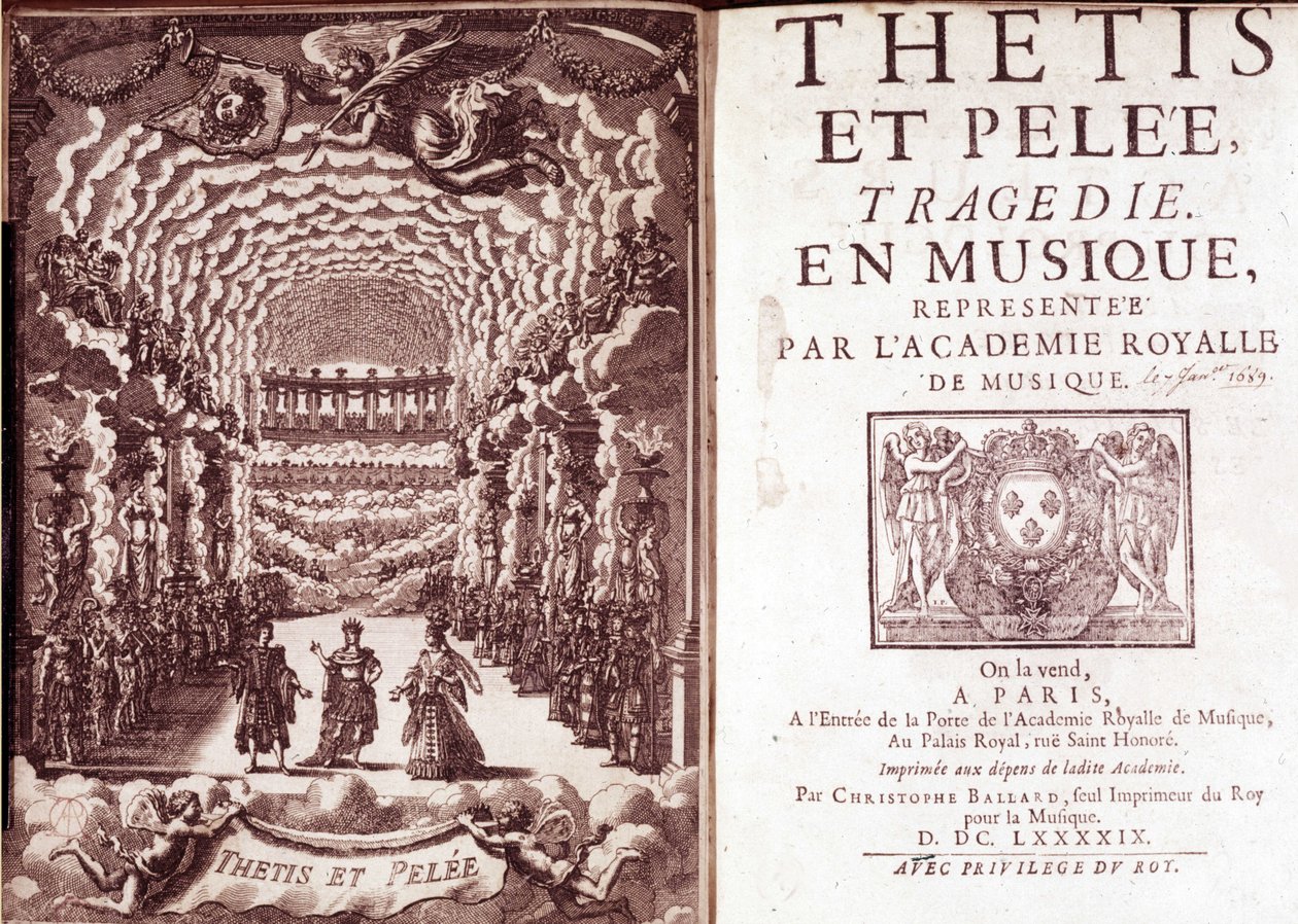 Frontispice of “” Thetis a Pelee tragédie v hudbě reprezentovaná Royal Music Academy”” od French School