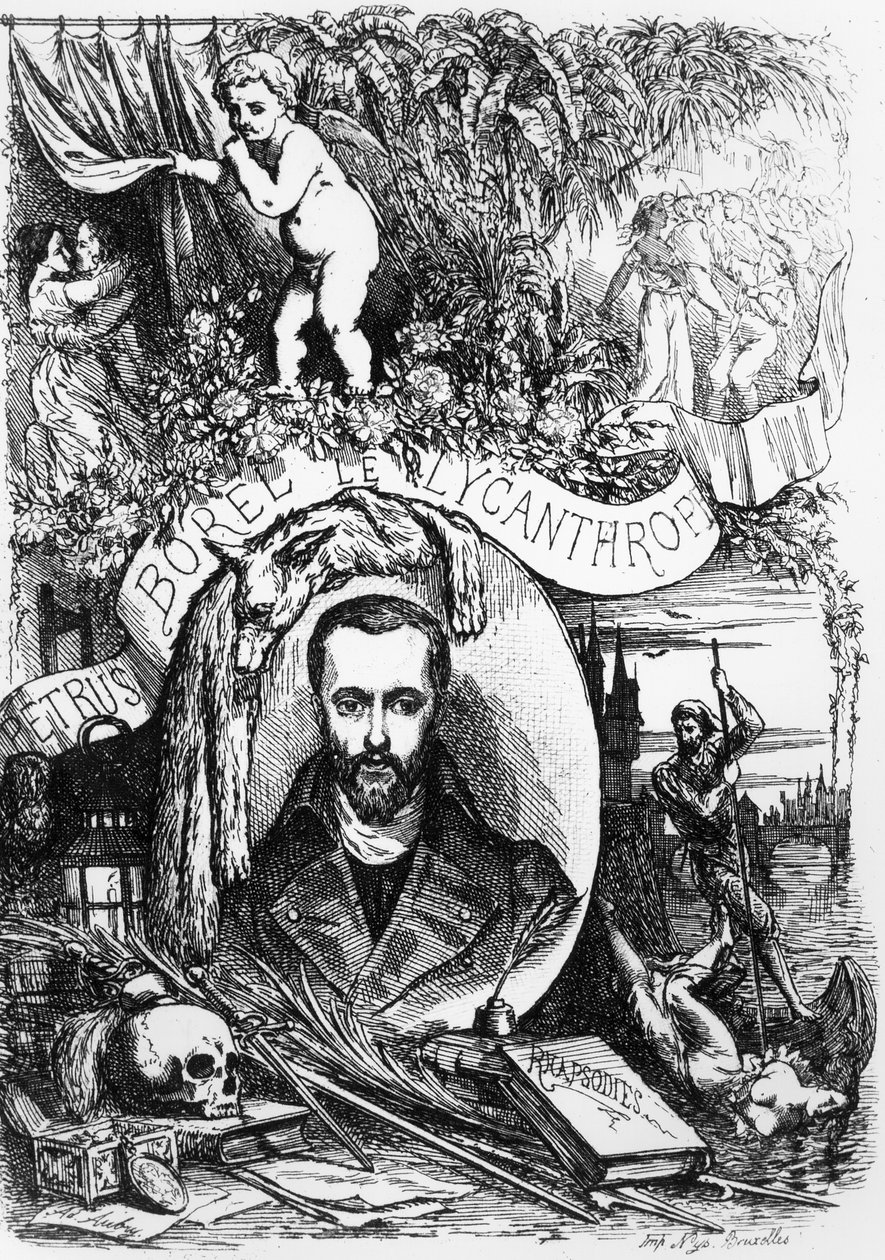 Frontispis pro Champavert od Petruse Borela, lykantropa (1809-59) 1872 od French School