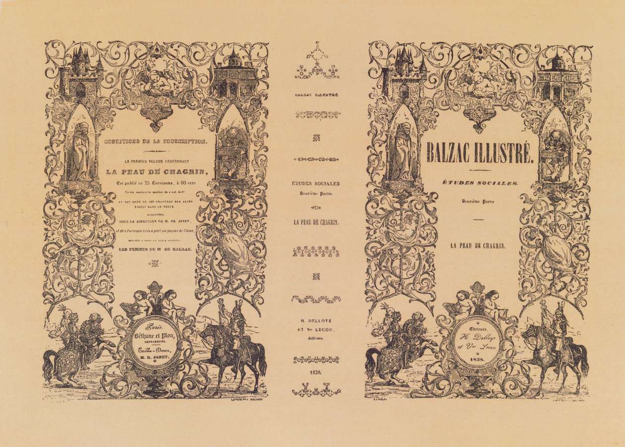 Frontispis La Peau de Chagrin, z ilustrovaného vydání děl Honore de Balzac (1799-1850) od Delloye a Lecou, 1838 od French School