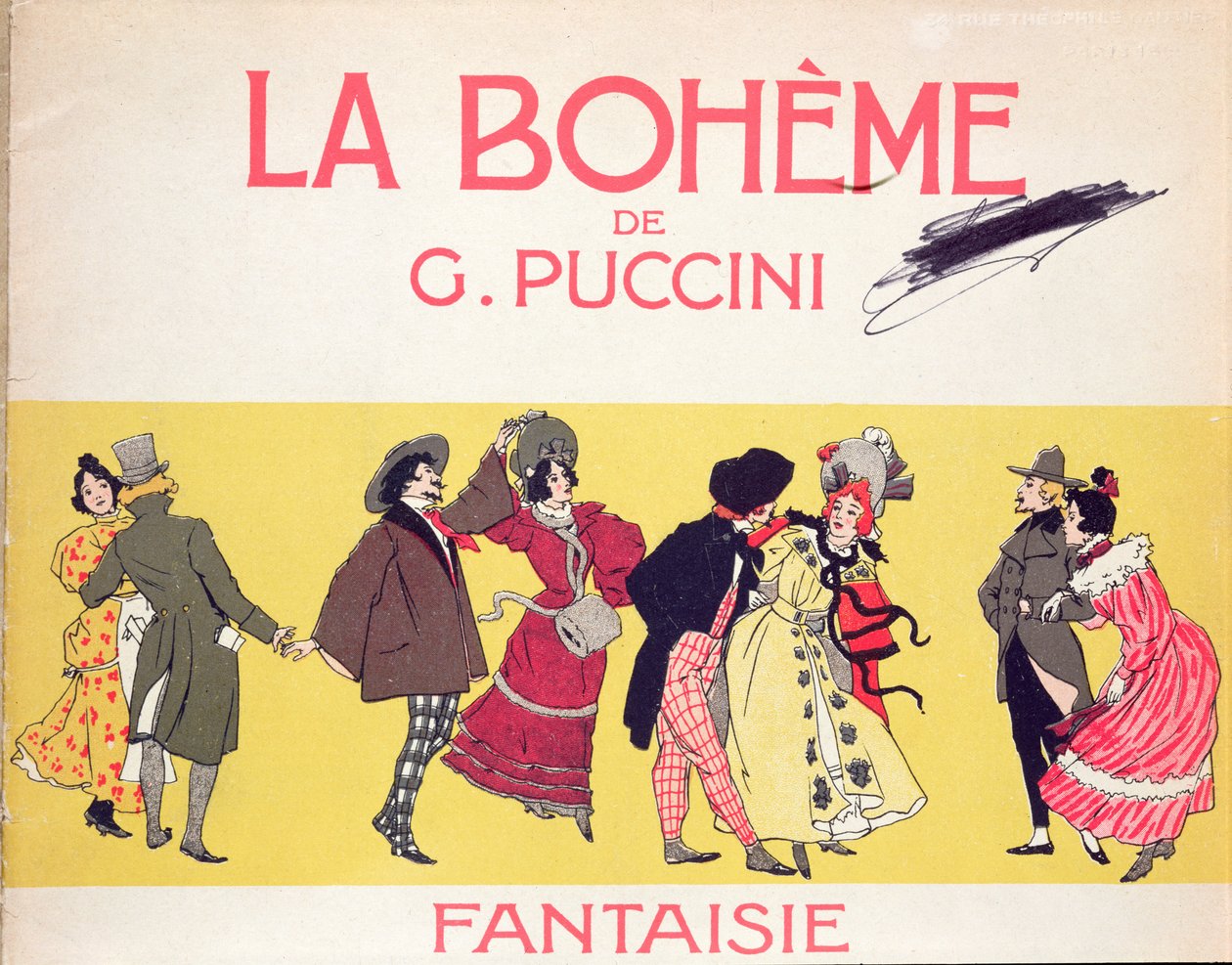 Frontispis partitury pro La Boheme od Pucciniho, počátek dvacátého století od French School
