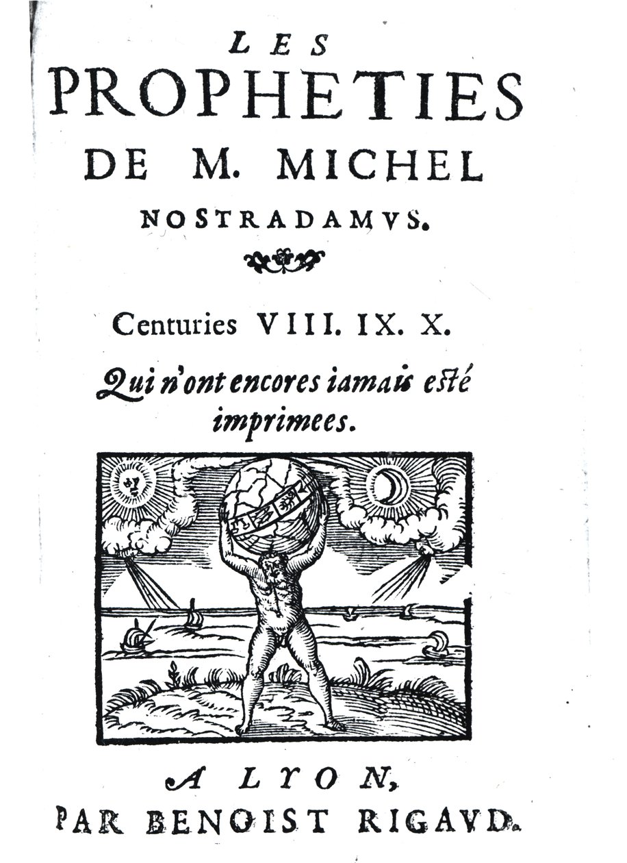 Frontispis k Proroctvím M. Michela Nostradama, hospoda. Benoist Rigaud, 1568 od French School