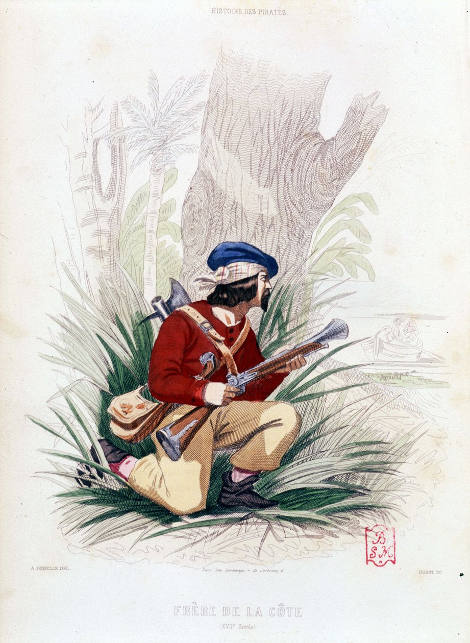 Bratr pobřeží (17. století) - v „Historie pirátů a lupičů oceánu a Středozemního moře“ od P. Christiana, Paris, D. Cavaillés ed. Svazek 2 1847 od French School
