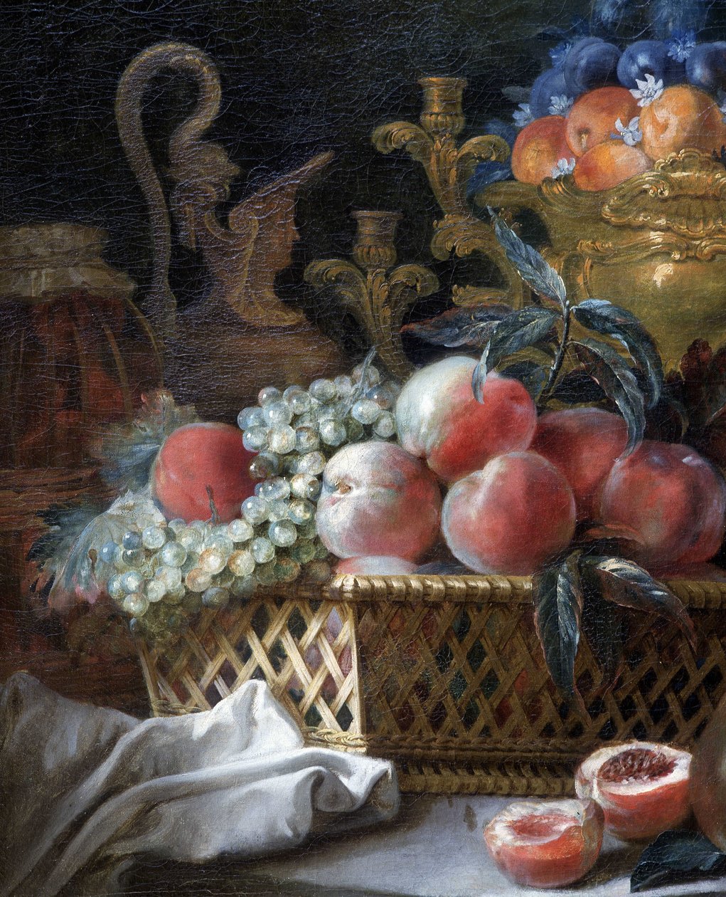 Váza a košík na ovoce (detail). 1770 (olej na plátně) od French School