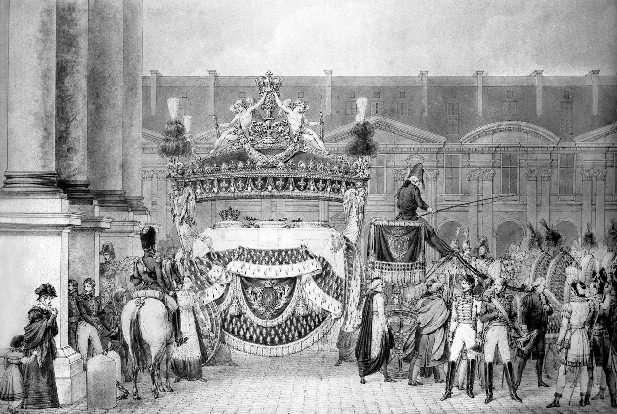 Pohřeb francouzského krále Ludvíka XVIII. (1755-1824) v září 1824 (rytina) od French School