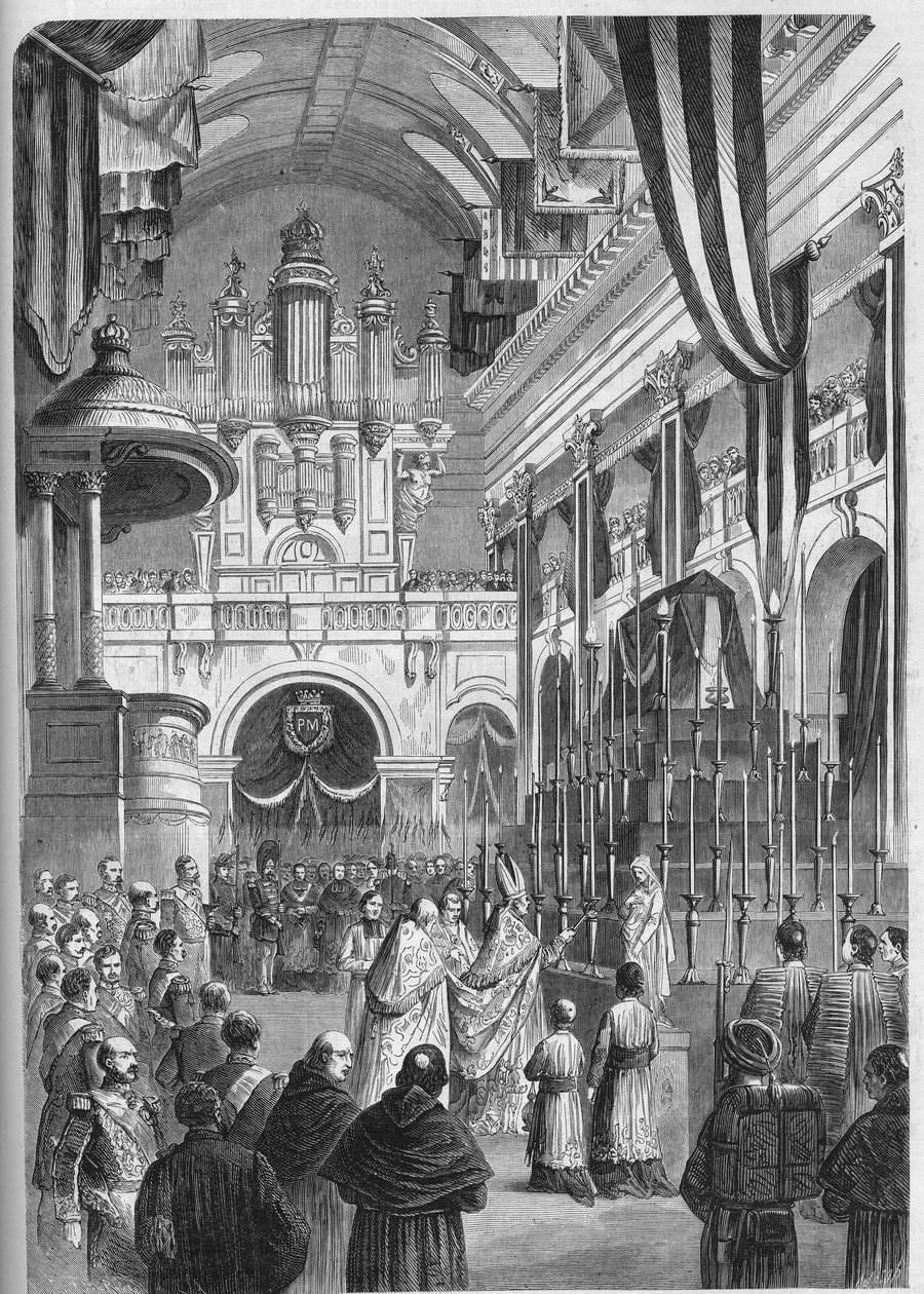 Pohřeb Marechala Pelissiera (1794-1864), vévody z Malakoff: slavný pohřební obřad v kostele Invalidovny, 9. června od French School