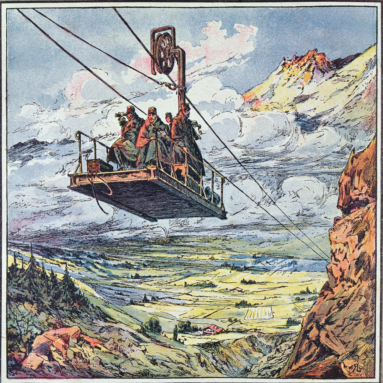 Lanovka v italských Alpách, 1916 od French School