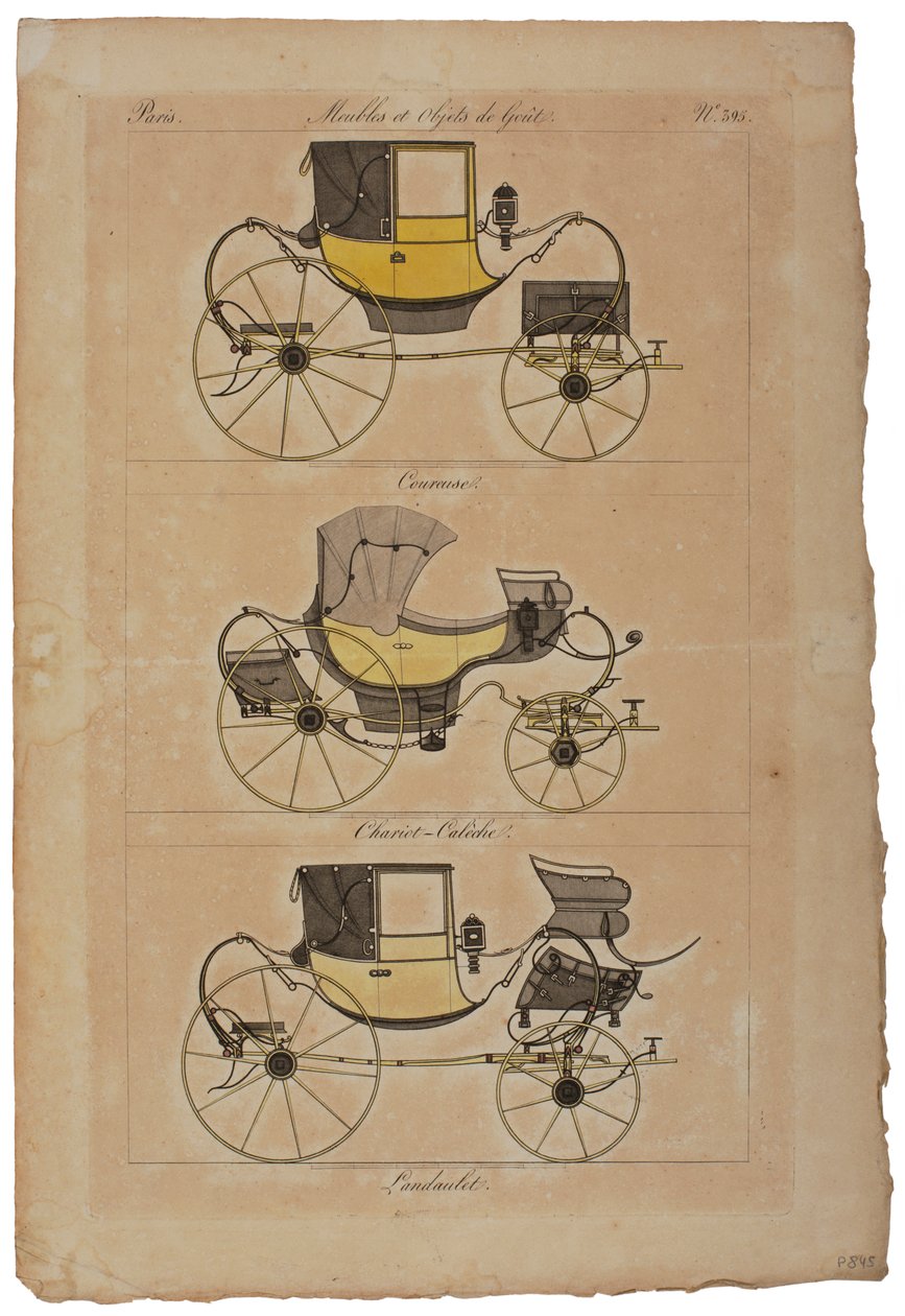 Furniture and Objects of Taste, č. 32, Phaeton Simple (barevná rytina) od French School