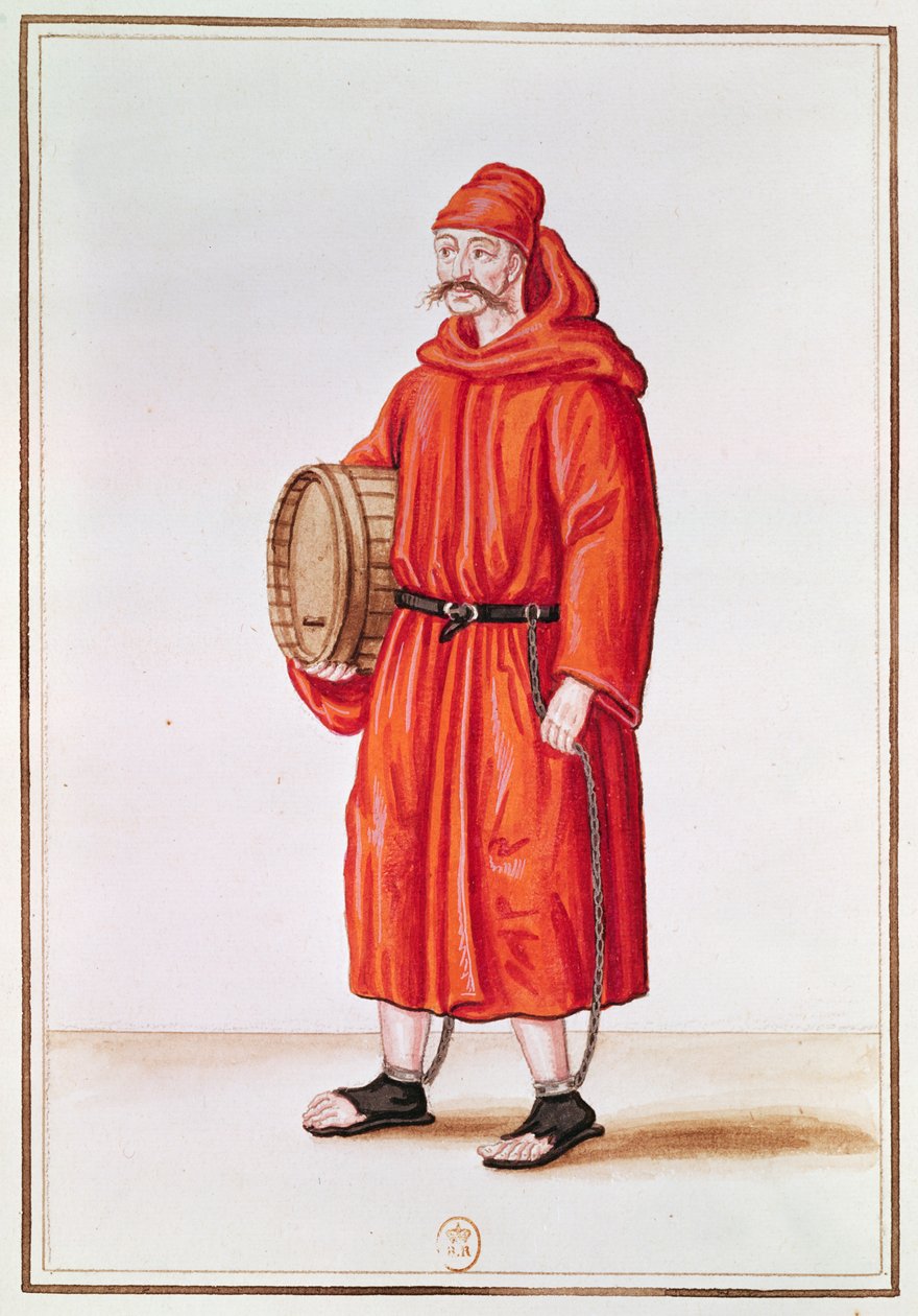 Galley Slave z Benátek (akvarel na papíře) od French School