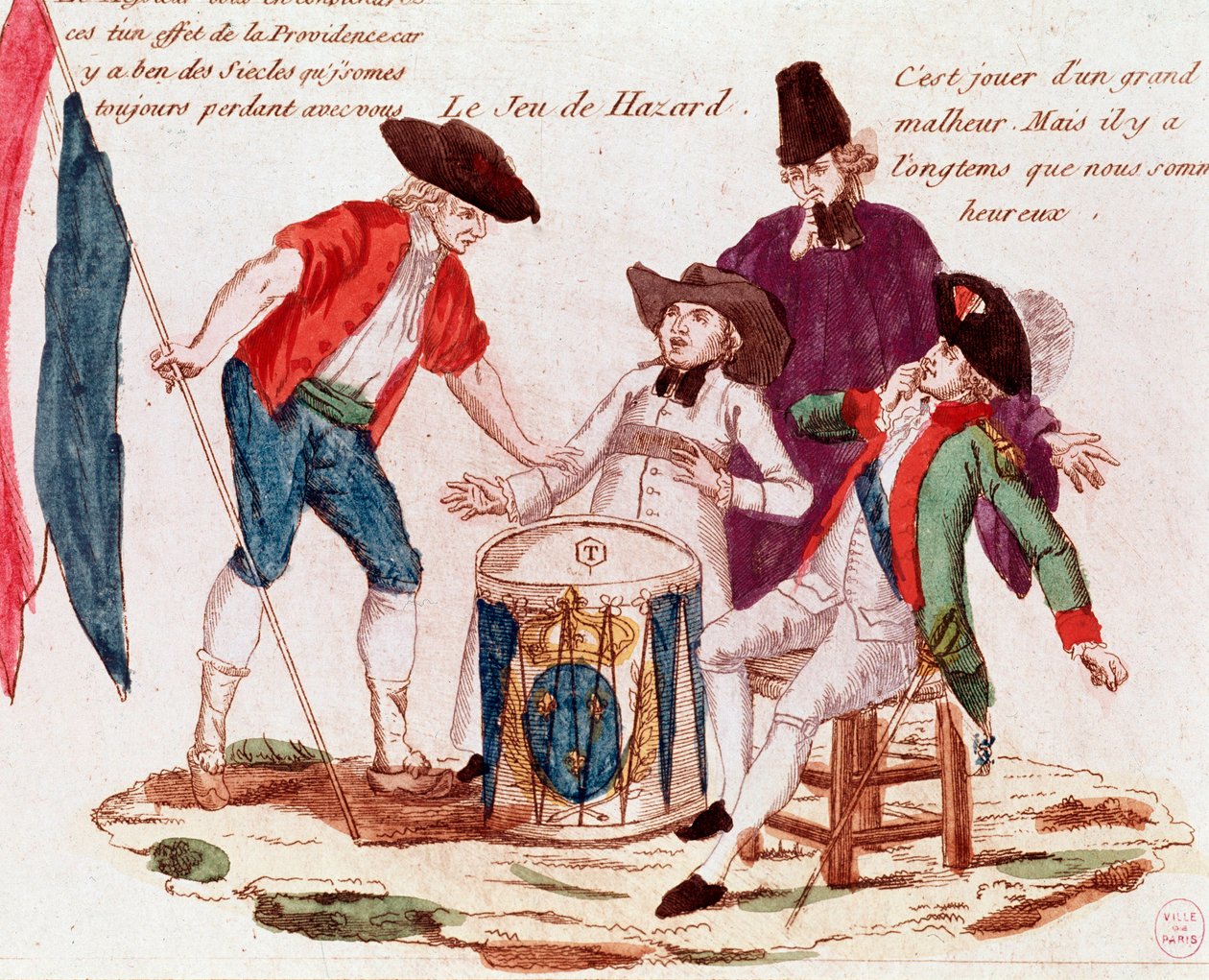 Hazardní hra, kterou hrají tři stavy (duchovnictví, tier-etat a šlechta) (rytina, konec 18. století) od French School