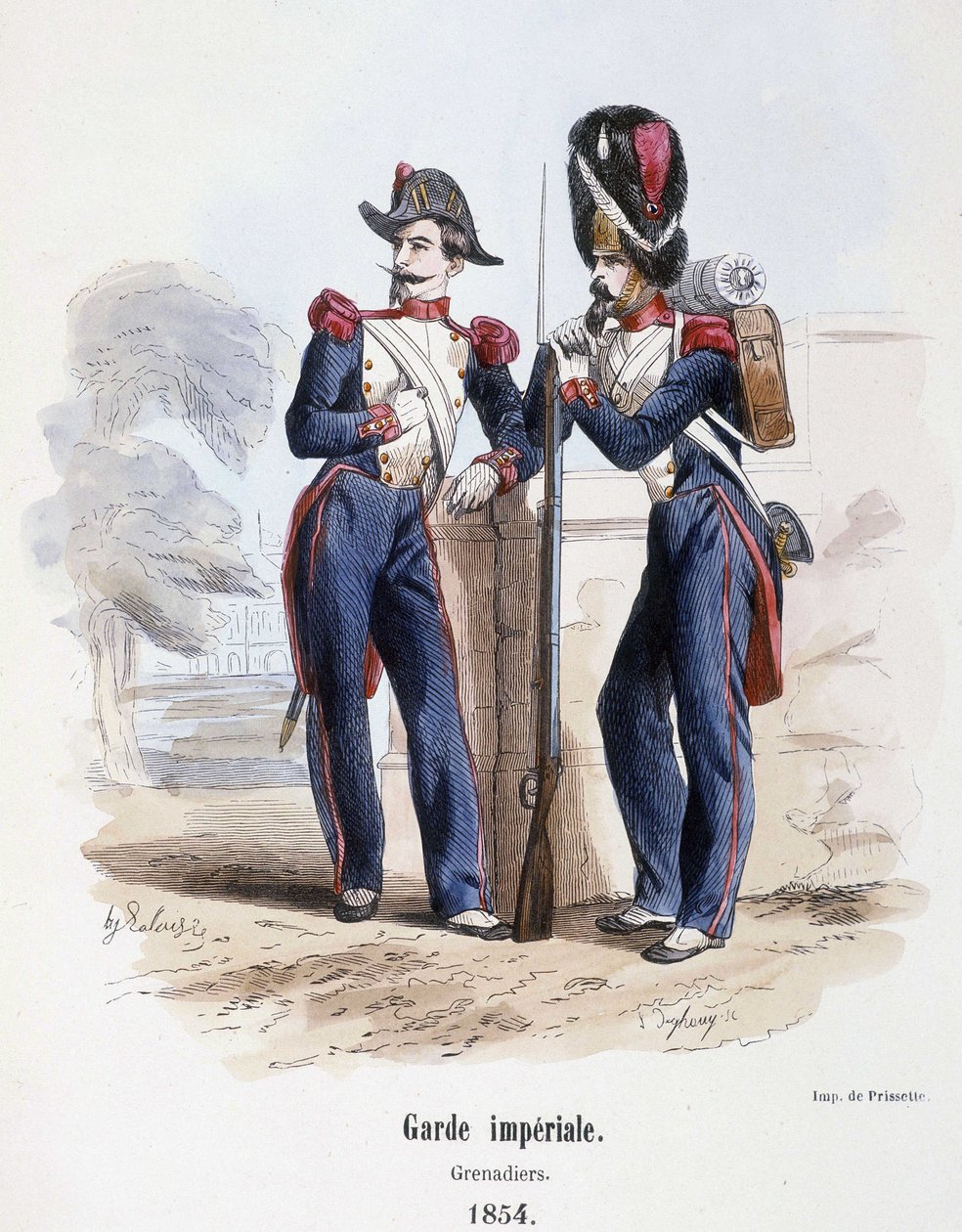 Císařská garda: Granátníci (1854) - v „Historie armády““ ed. Holič, Paříž od French School