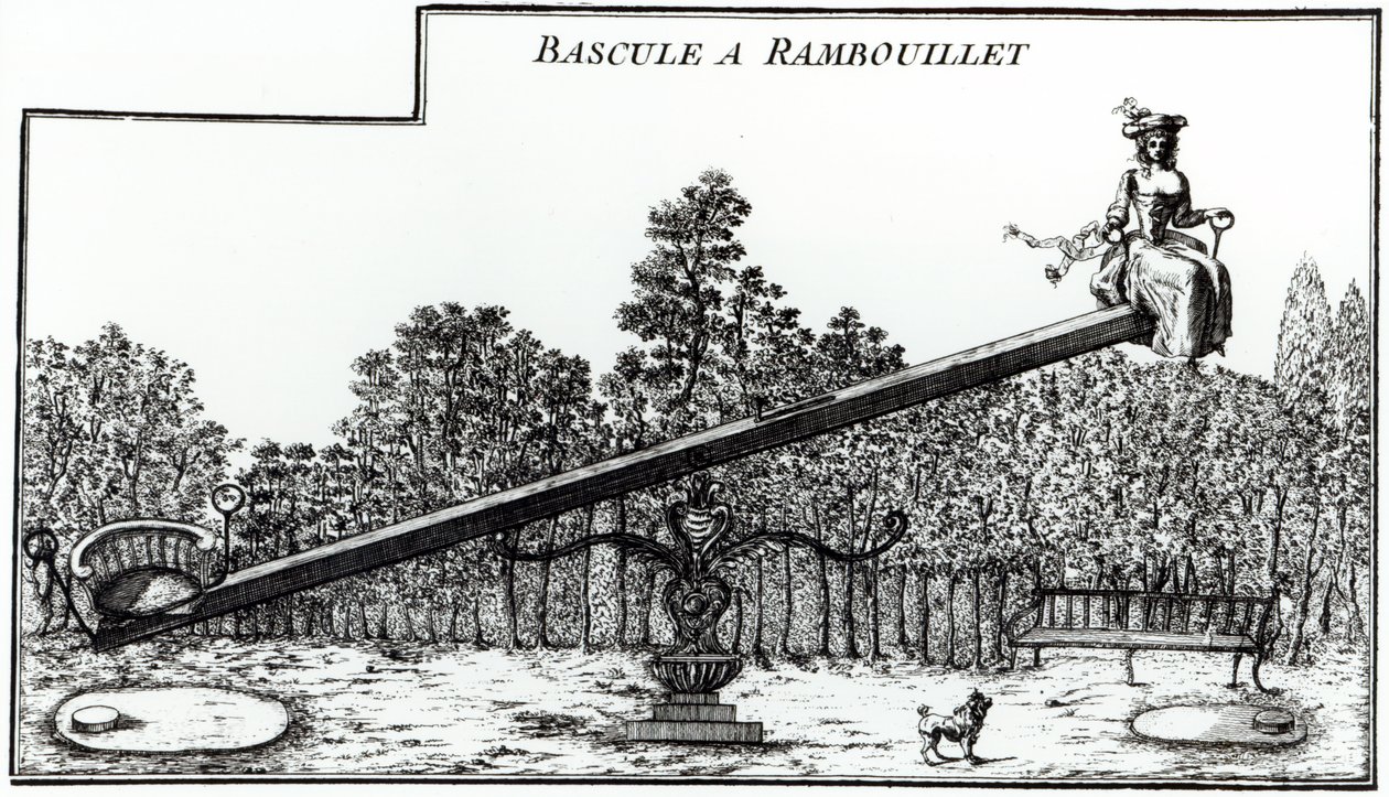 Garden see saw at Rambouillet, from Details des Nouveaux Jardins a la Mode od George Louis le Rouge, vydáno 1775-78 od French School