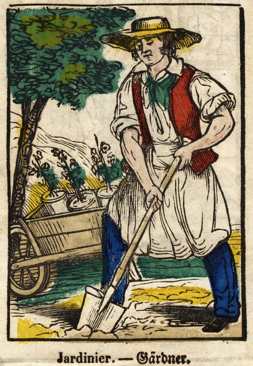 Zahradník; Série o živnostech, obraz Epinal z 19. století. od French School