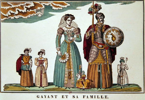 Gayant a jeho rodina, Imagerie de Lille (barevné lito) od French School
