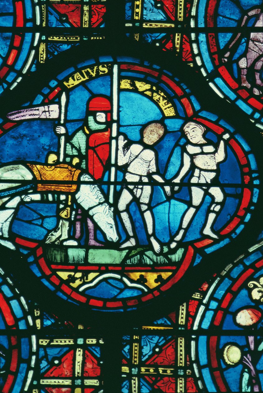 Blíženci a květen, z okna Zodiac, 13. století od French School