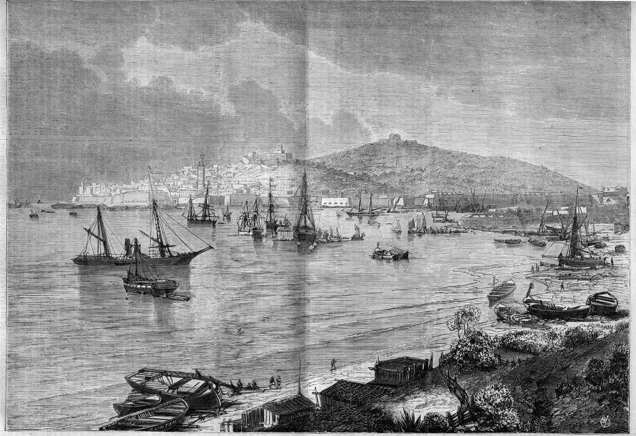 Celkový pohled na Gaete (Gaeta), Itálie od French School