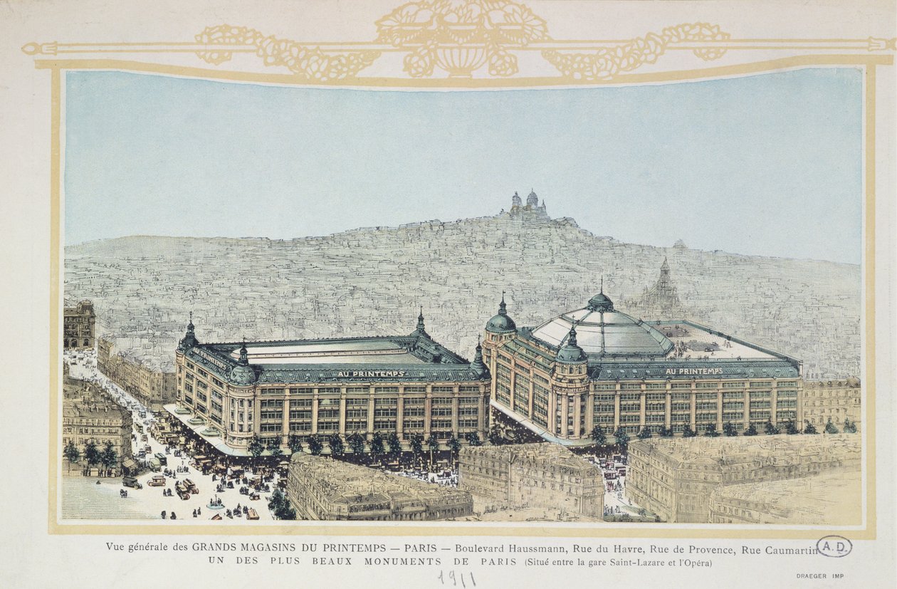 Celkový pohled na pařížský obchodní dům Printemps, 1911 od French School