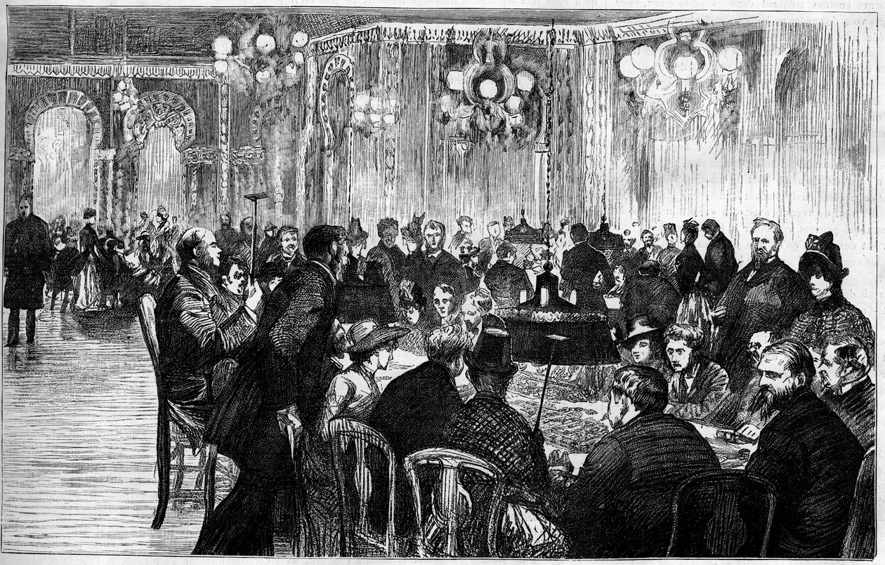 Celkový pohled na hernu kasina Monte Carlo (Monte-Carlo). Gravírování v „“Le Monde Illustré““ od French School
