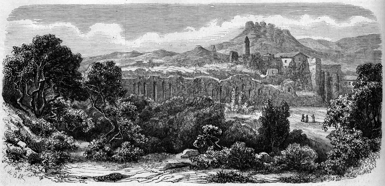 Celkový pohled na ruiny Chartreuse of Laverne (12. století). Var (83) od French School