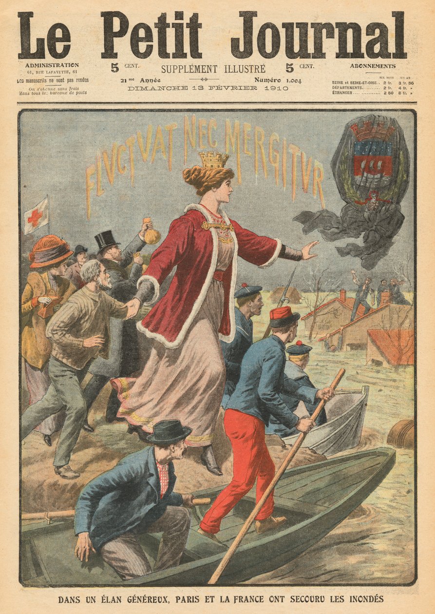Velkorysost města Paříže a Francie při záchraně obětí povodní, ilustrace z 