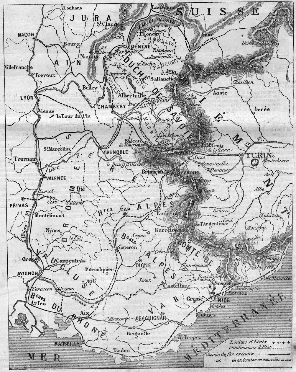 Zeměpisná mapa vévody de Savoie a hraběte z Nice od French School