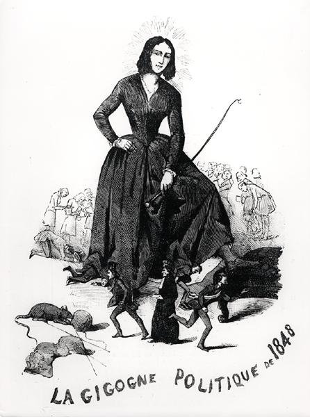 George Sand, politický čáp, z „Le Monde Illustre“ od French School