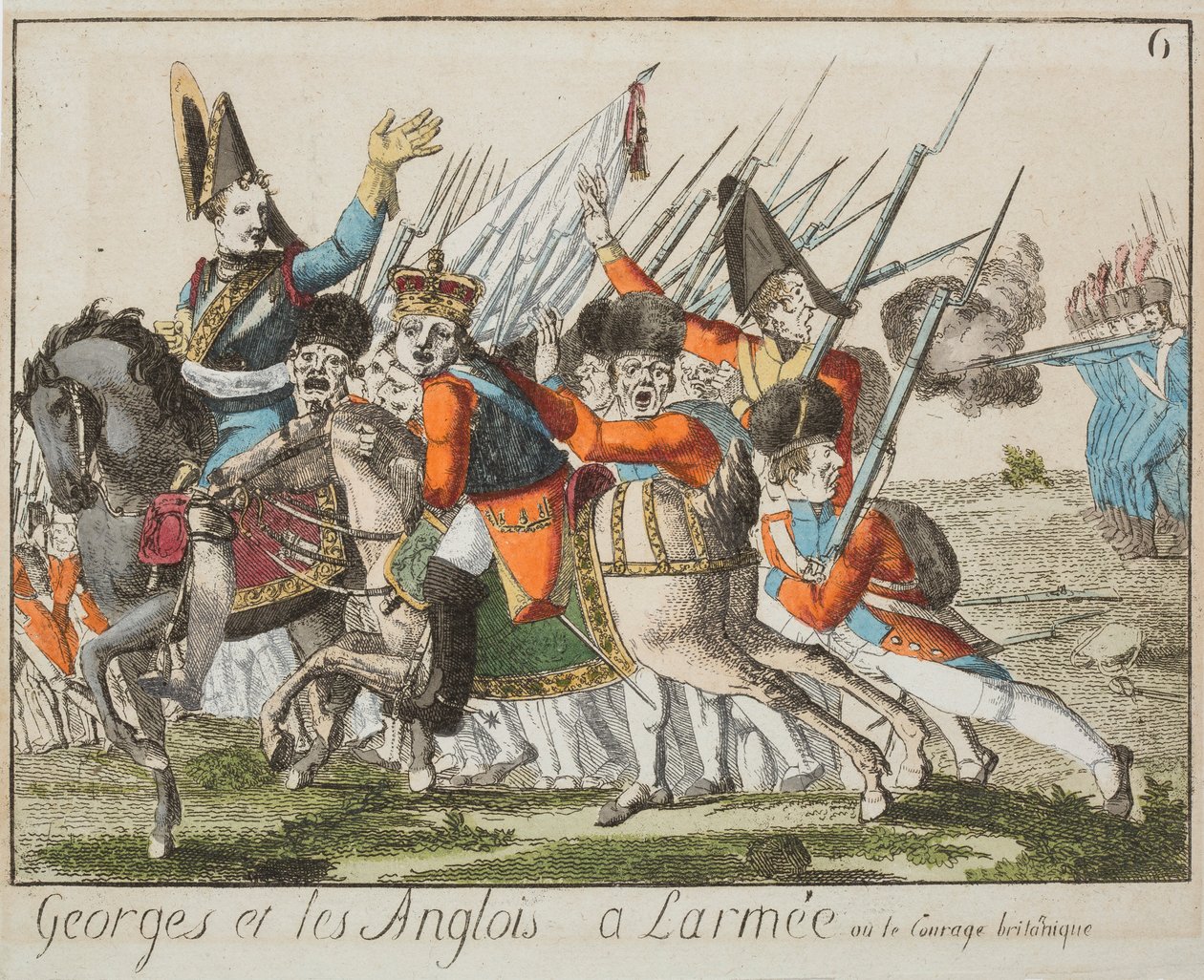 Jiří a Angličané v armádě, kolem roku 1803-4 (kolorovaná rytina) od French School