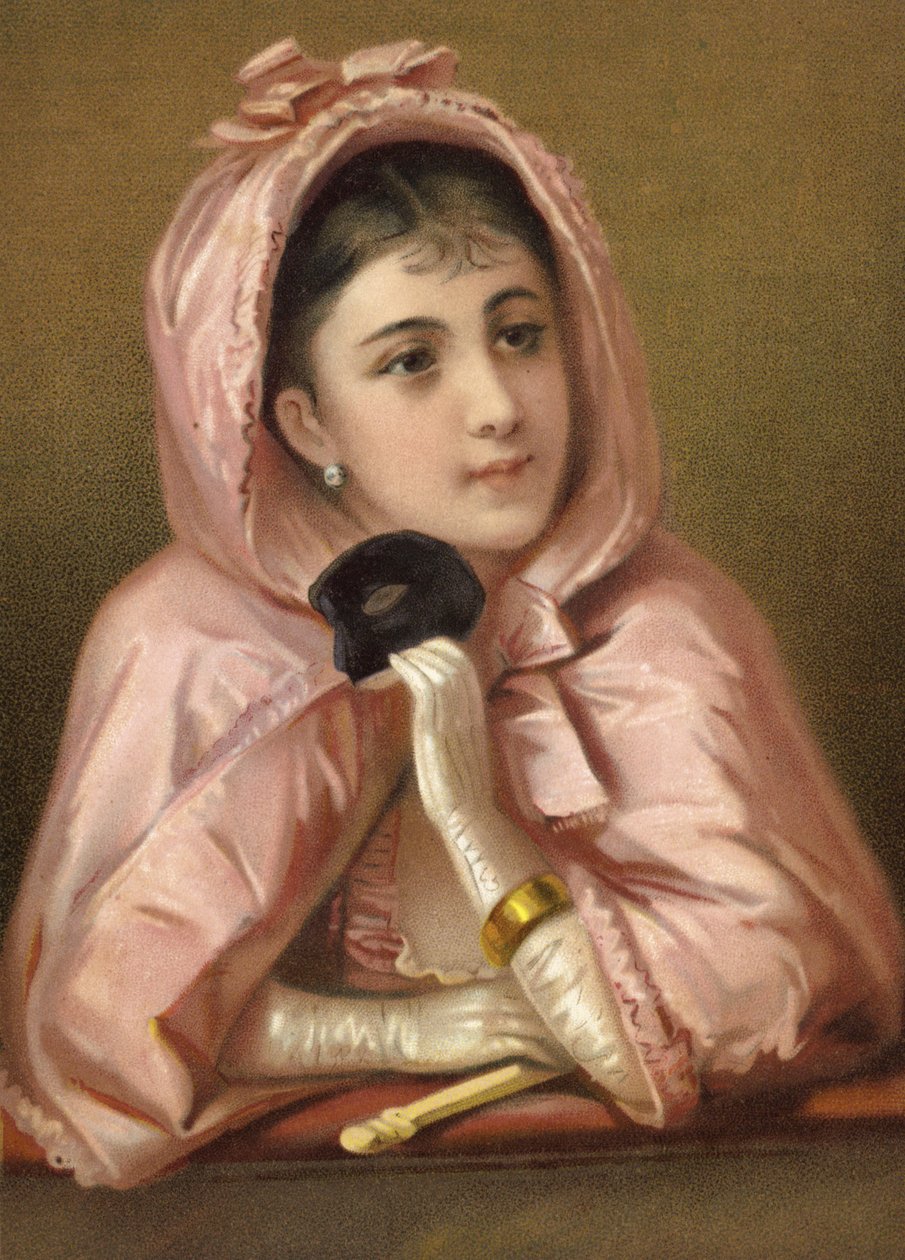 Dívka držící masku (chromolit) od French School
