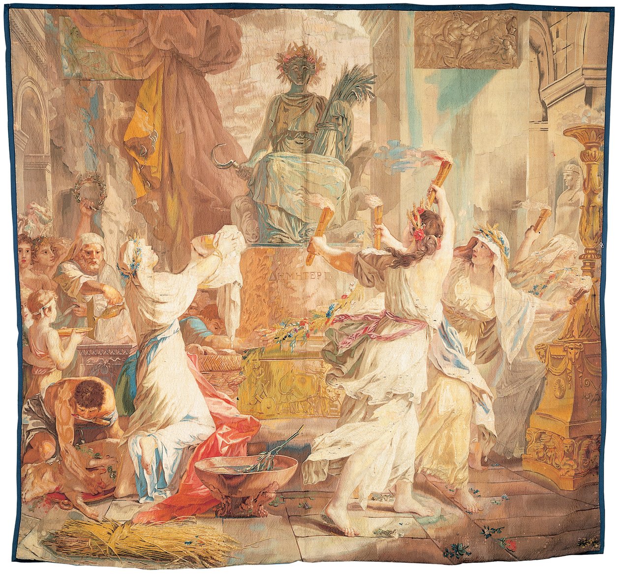 Gobelínový gobelín známý jako „Léto“ nebo „Svátky Ceres“ od French School