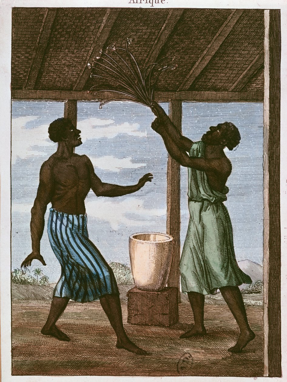 Gold Coast black konzultuje svůj osud, 1812 (barevná rytina) od French School