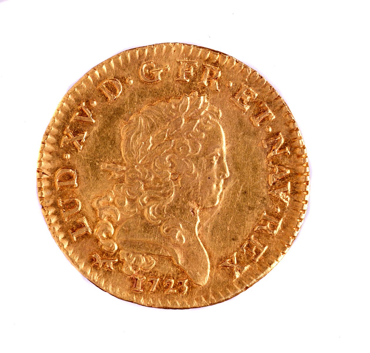 Zlatý francouzský Ludvík, vláda krále Ludvíka XV. (1715-1774) 1723 Diam. 2,3 cm Neapol, museo archeologico od French School