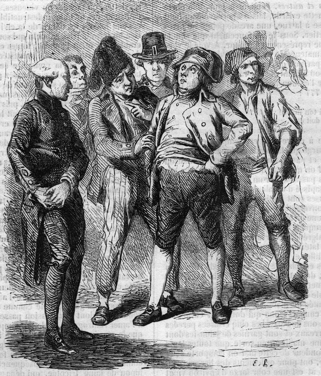 Goriot byl prezidentem své sekce během revoluce. Rytina poloviny 19. století. Ilustrace k „Otec Goriot“ od Honore de Balzac (1799-1850). od French School