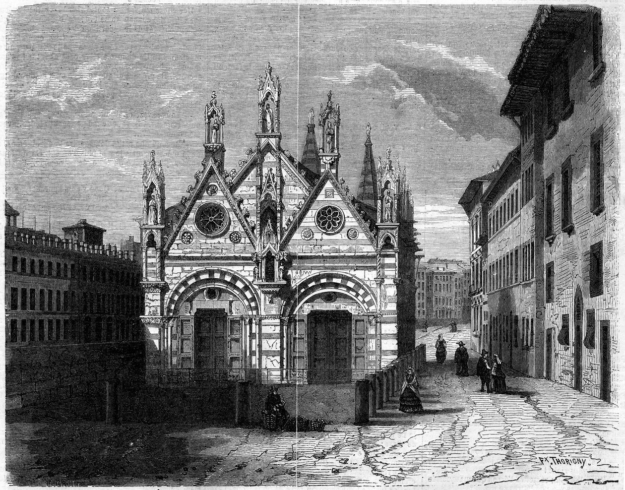 Gotická architektura: vnější pohled na kostel Santa Maria della Spina (13. století-14. století) v Pise (Pisa), Itálie od French School