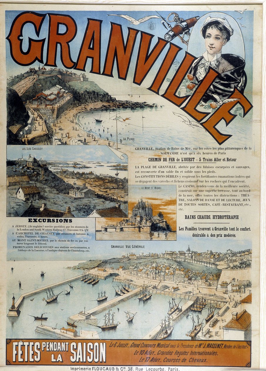 Granville - západní železniční reklamní plakát, konec 19. století od French School