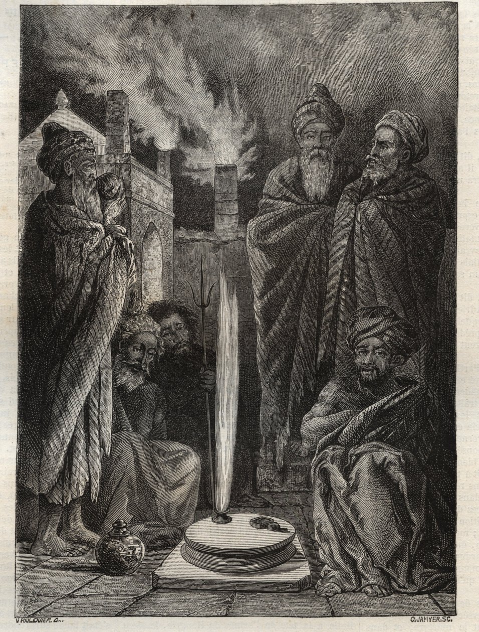 Guebre (nebo Zoroastrian) poblíž Baku (Baku, Ázerbájdžán) - Fireworshippers - Nová národní encyklopedie Maurice La Charest - 1870 - od French School
