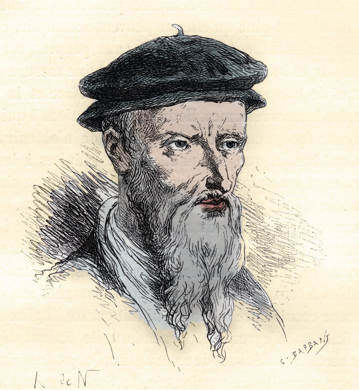 Guillaume Farel - William Farel - 1489-1565 - rytina z "" Historie Francie vyprávěná mým vnoučatům"" - od Francoise Guizota - 1872-1876 od French School