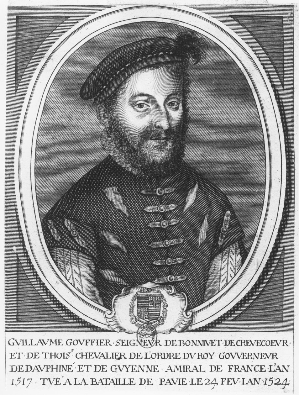 Guillaume Gouffier, Lord of Bonnivet (rytina) od French School