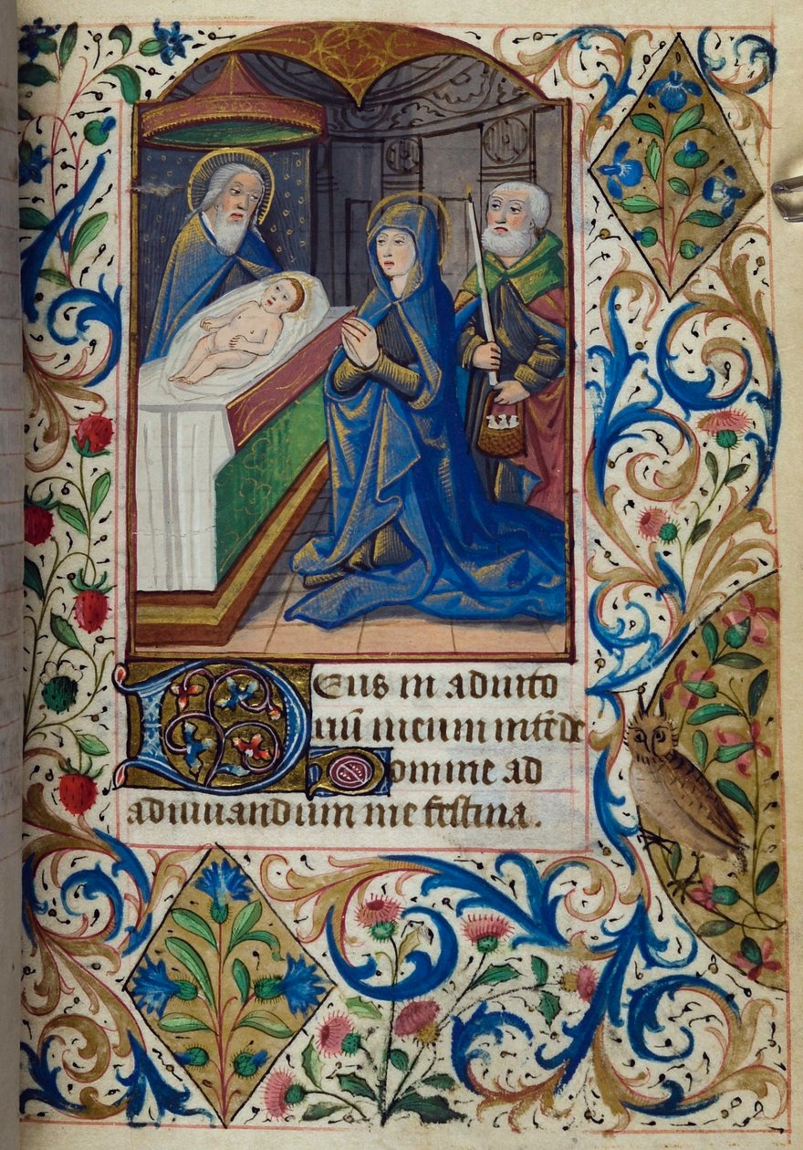 H/L-3-3 fol. 70r Prezentace v chrámu, z Knihy hodin, Použití Paříže, polovina 15. století od French School