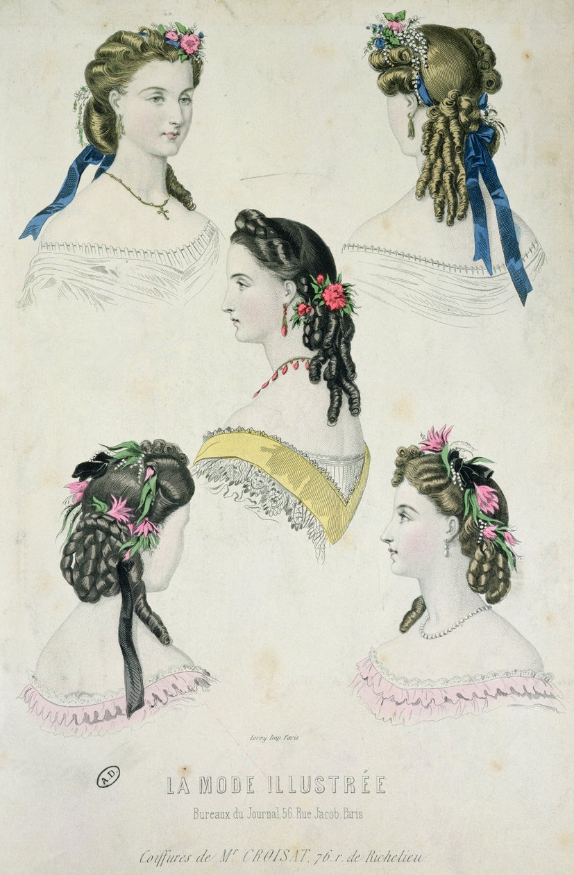 Účesy Monsieur Croisat, z La Mode Illustrée, 1865 od French School