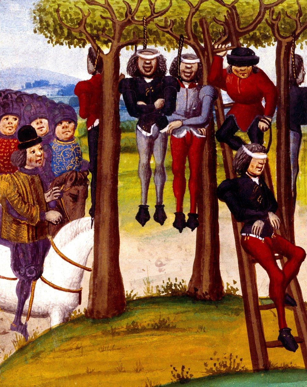 Oběšení rolníků v roce 1422, ilustrace z 