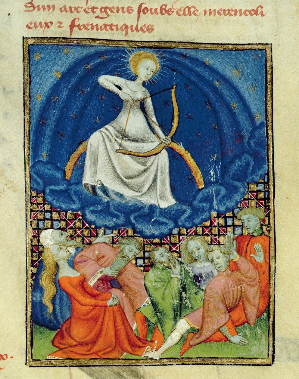 Harl 4431 f.101 Diana a její následovníci, šílenci (Uctívači Měsíce), pařížská kopie, kolem 1410-15 od French School