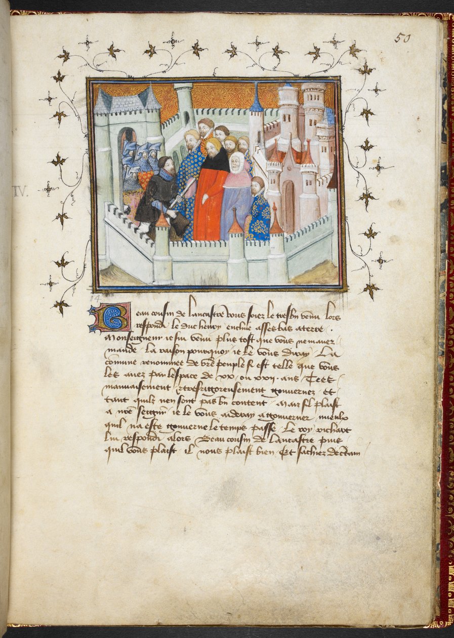 Harley 1319 f.50, Richard II a Bolingbroke at Flint Castle, c.1401-05 (vellum) od French School