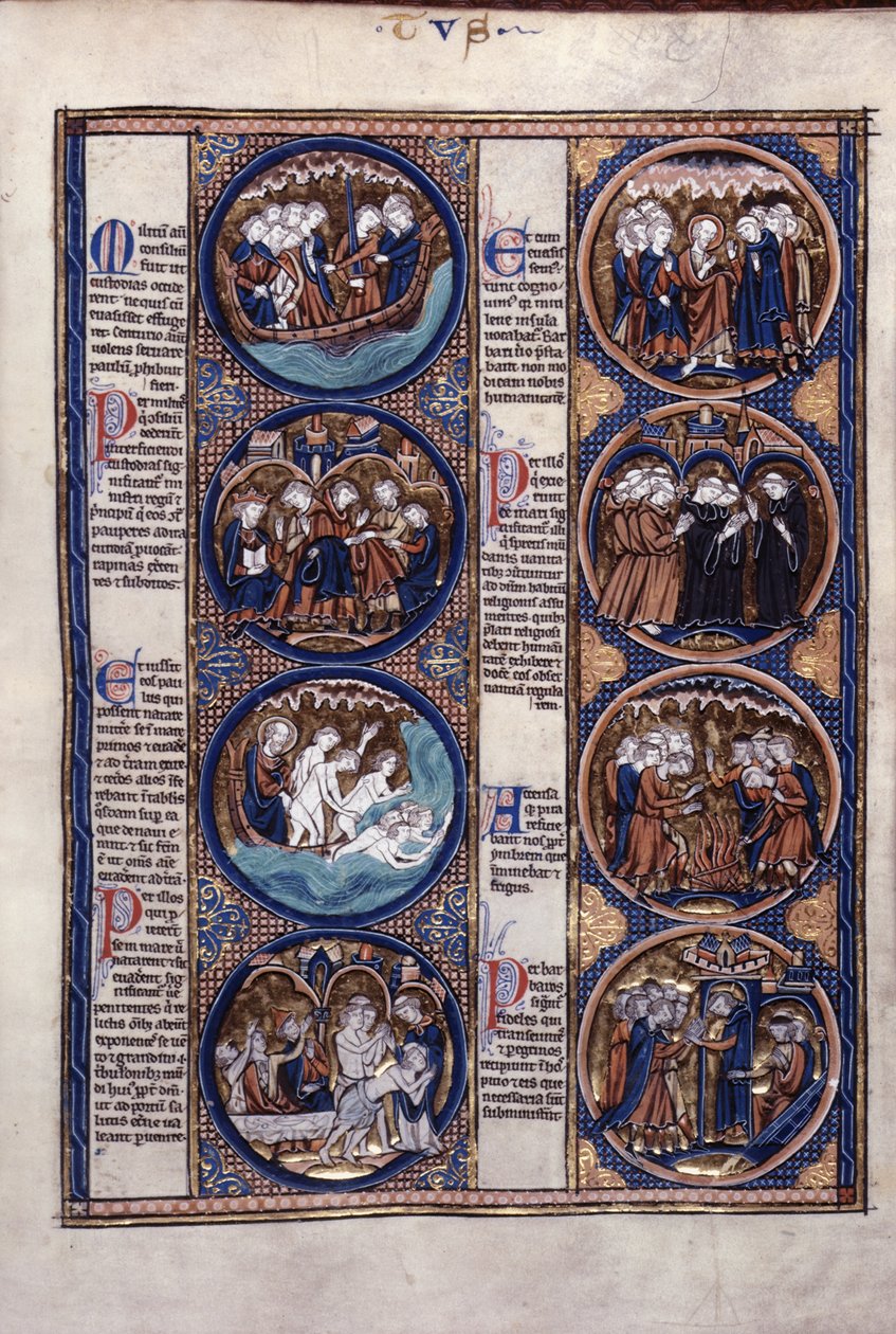 Harley 1527, f.91 Shipwreck of St. Paul (vellum) od French School