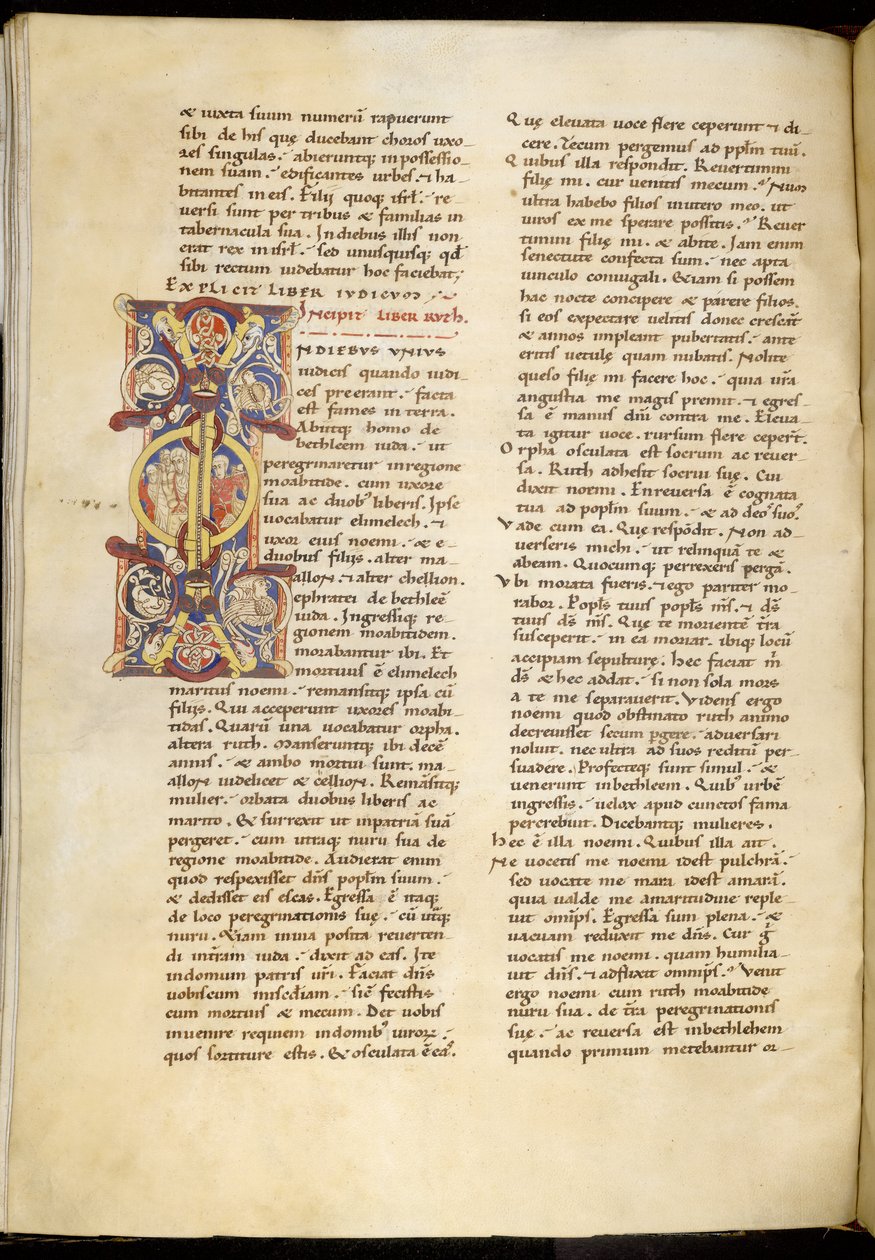 Harley 4772 f.120v Úvodní stránka z Knihy Ruth, 