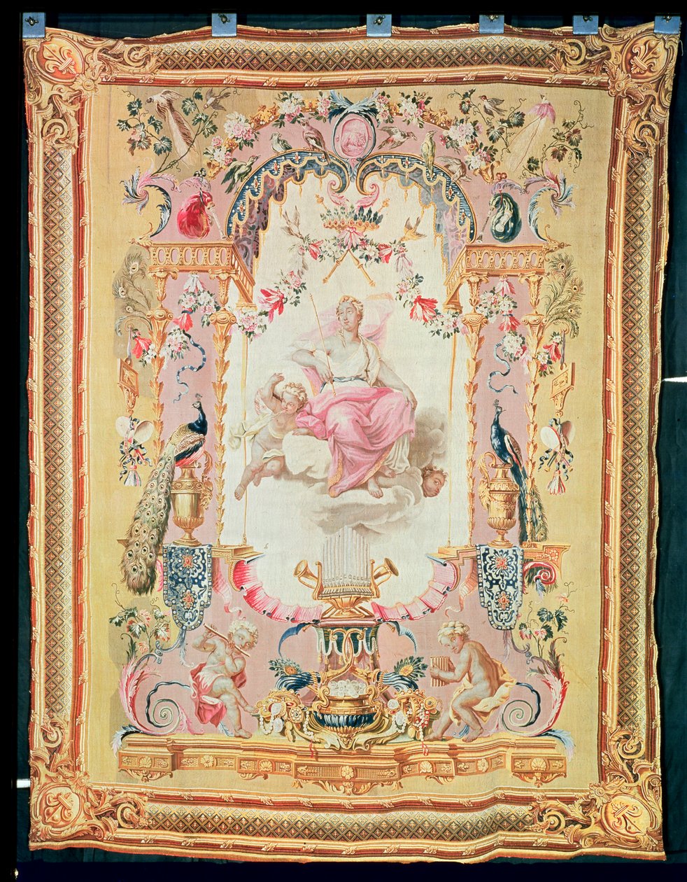 Harmony a Juno: z Triumph of the Gods, gobelín gobelín, 1699 od French School