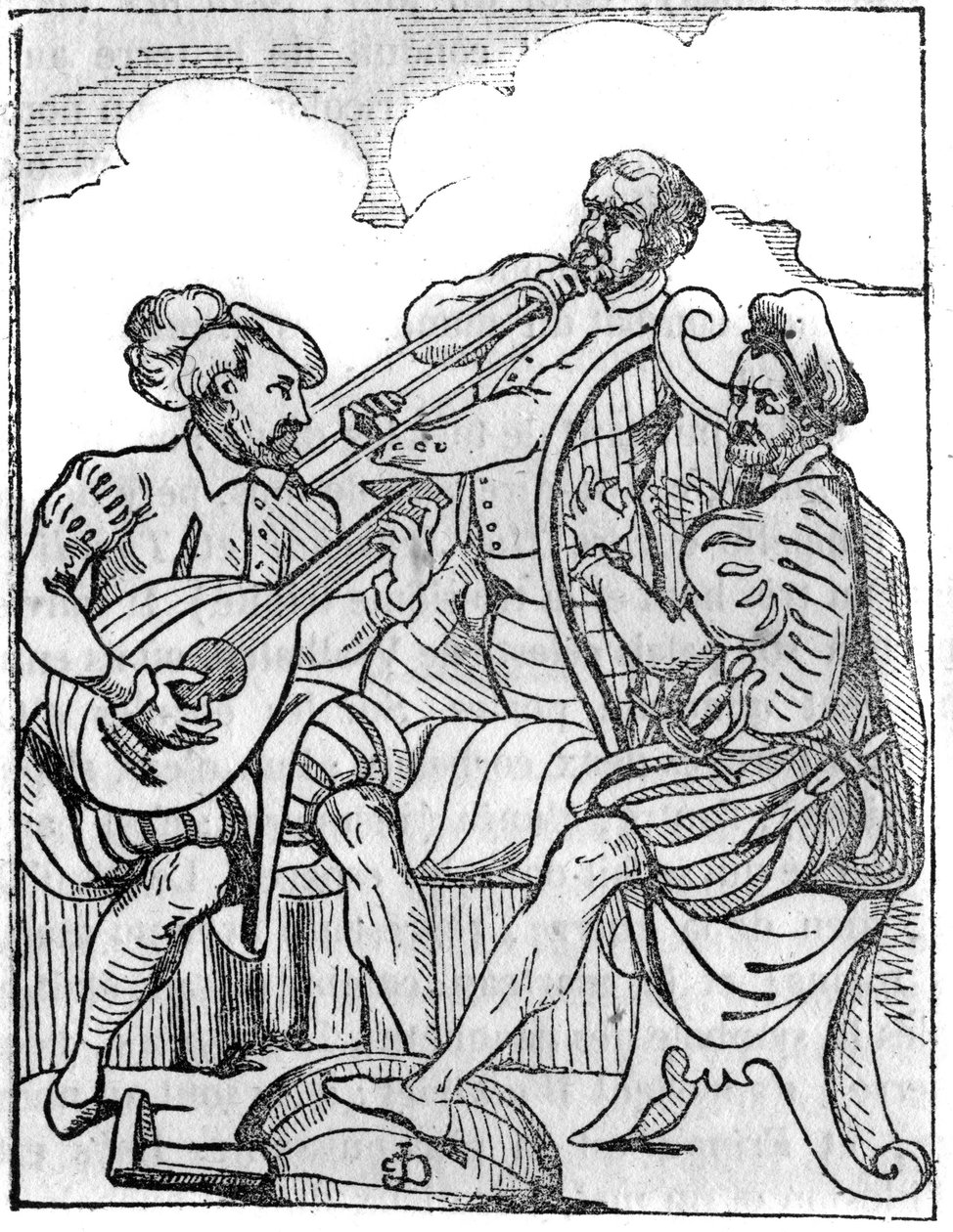 Hráči na harfu a loutnu (Cythara a Testudo) v 16. století. V "" Malebném obchodě "" 1836 od French School