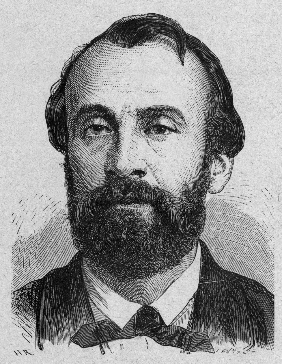 Henri Giffard (1825-1882) francouzský vynálezce parního aerostatu, rytina od French School