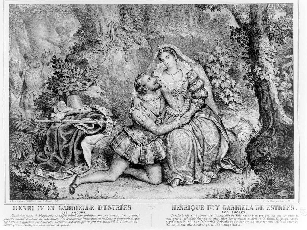 Henri IV (1553-1610), francouzský král a Gabrielle dEstrees (1573-99) od French School