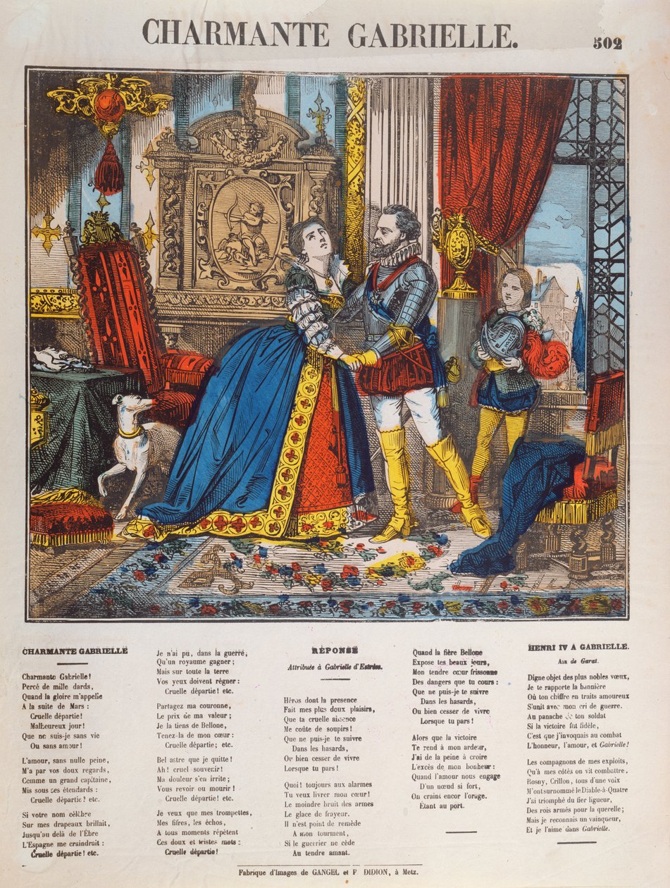 Henri IV (1553-1610), král Francie a jeho paní Gabrielle dEstrees (1573-99) od French School