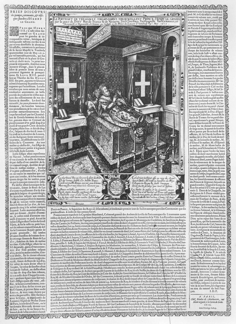 Henri IV (1553-1610) na smrtelné posteli, 1610 od French School