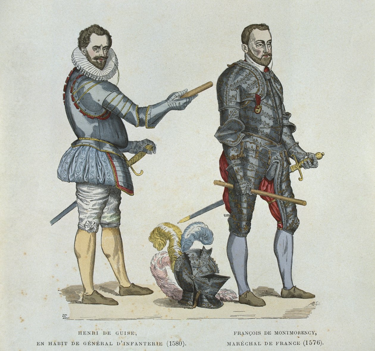 Henri z Guise (1549-88) a Francois de Montmorency (1530-79), z dobové rytiny od French School